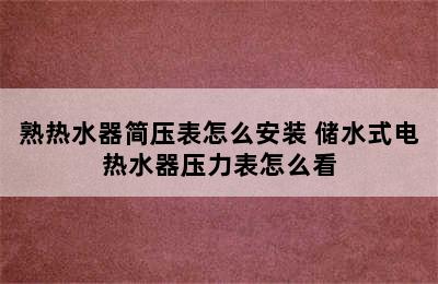 熟热水器简压表怎么安装 储水式电热水器压力表怎么看